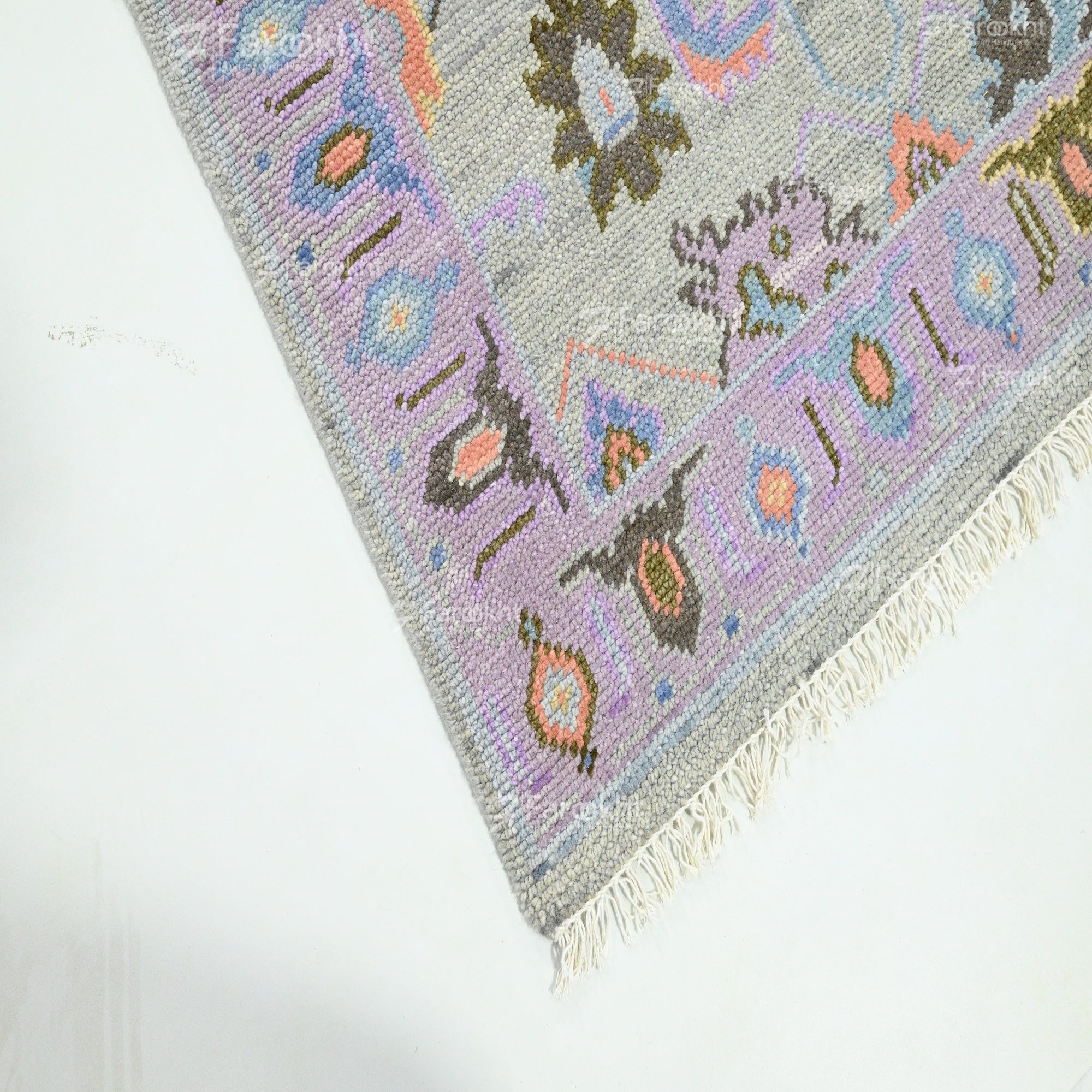 Close-up texture of handcrafted tribal wool rug