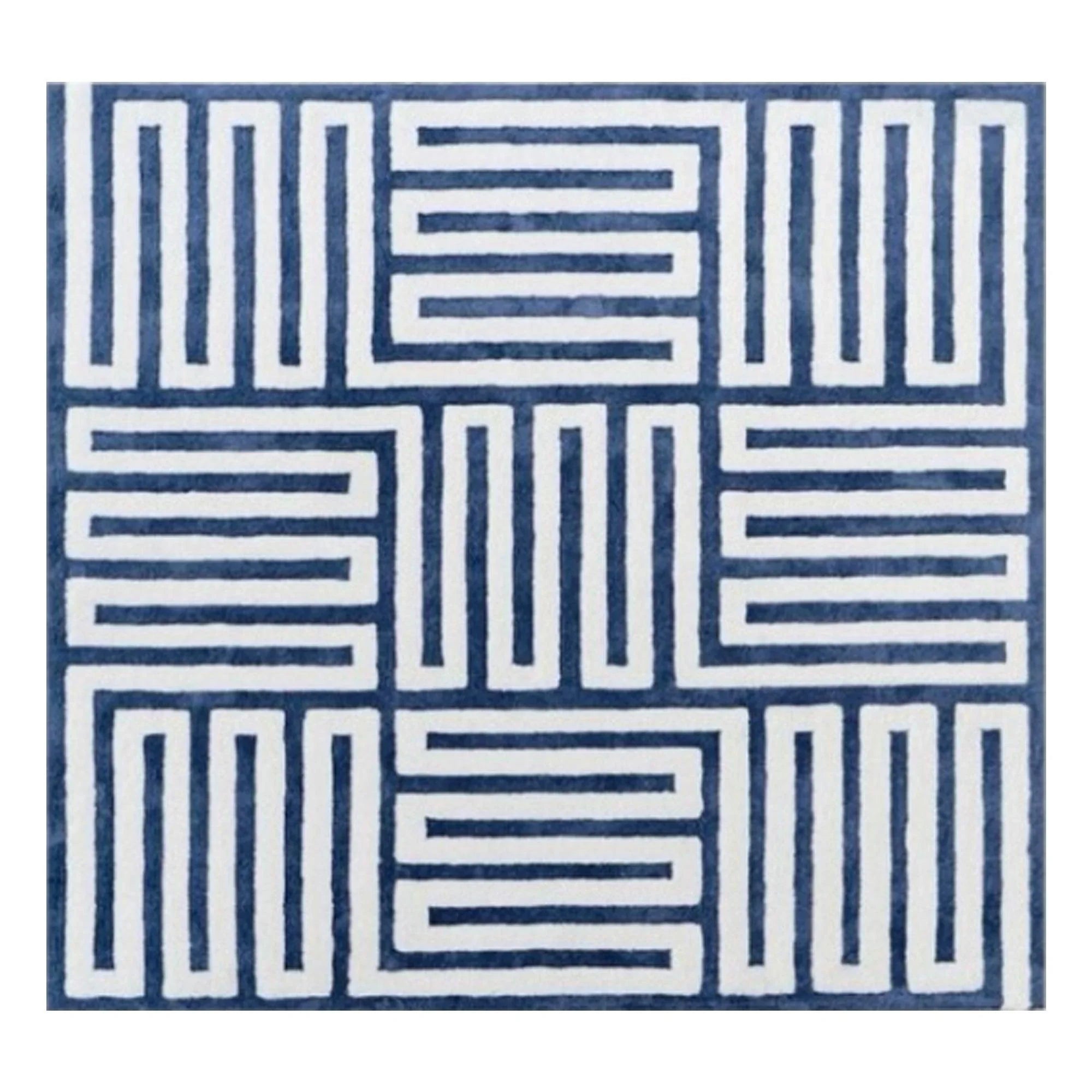 Navy Blue and White Hand Tufted | F-HT-016 - Farookht