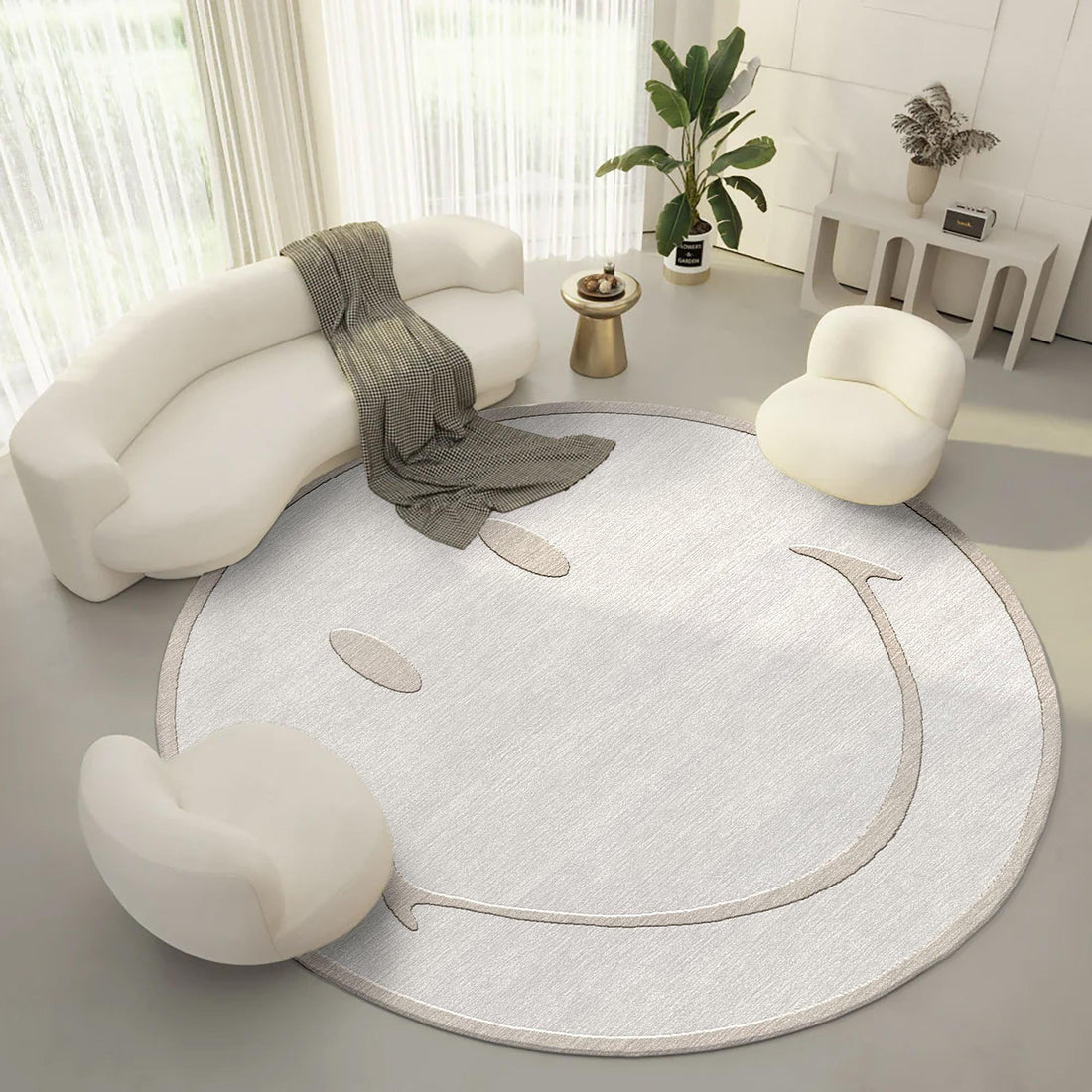 8a5a1e-8b.myshopify.com Hand Tufted Carpet Ivory Oval Smiley Wool Rug for Living Spaces | F-HT-020