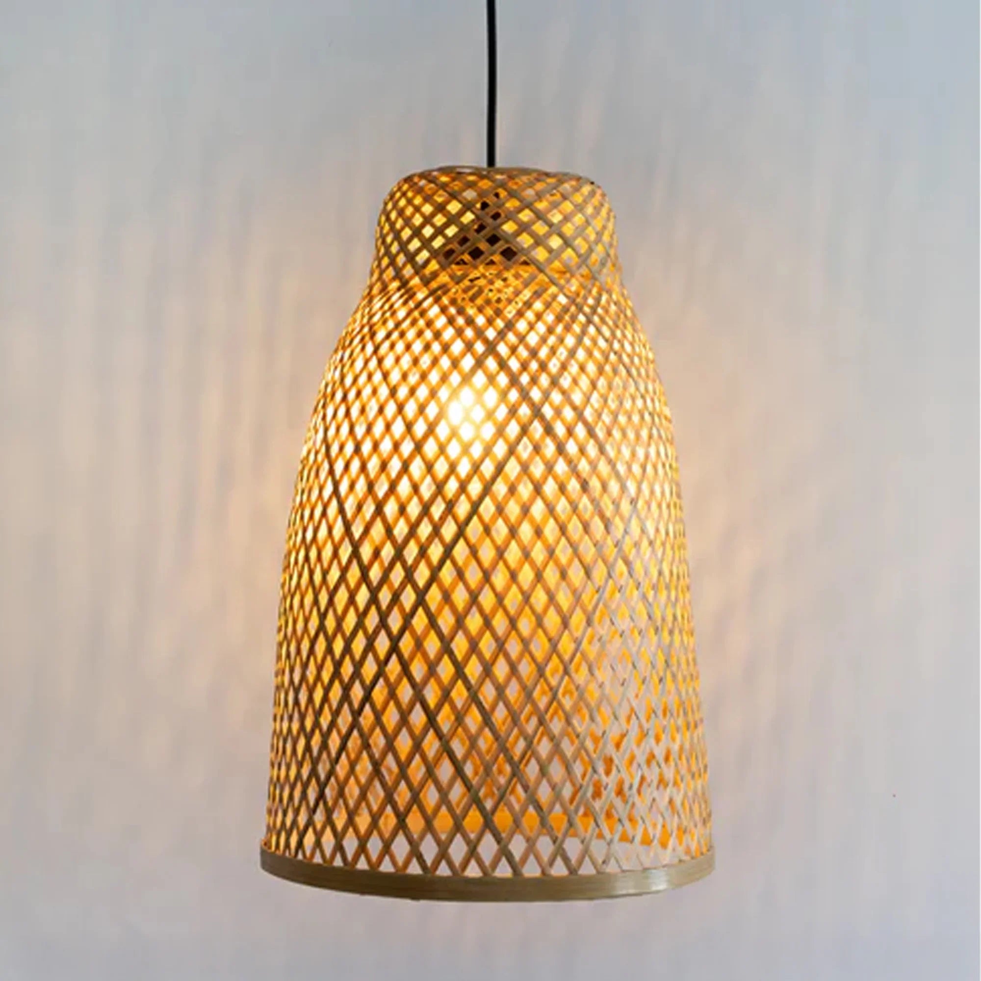 Bamboo Woven Pendant Light | Natural Fiber Boho Lampshade - FBLS0014