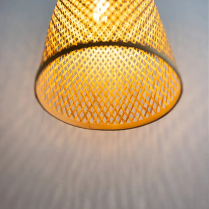 Bamboo Woven Pendant Light | Natural Fiber Boho Lampshade - FBLS0014