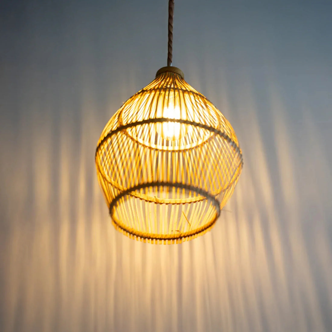 Natural Bamboo Lampshade – Handwoven Pendant Light Shade for Boho &amp; Modern Spaces