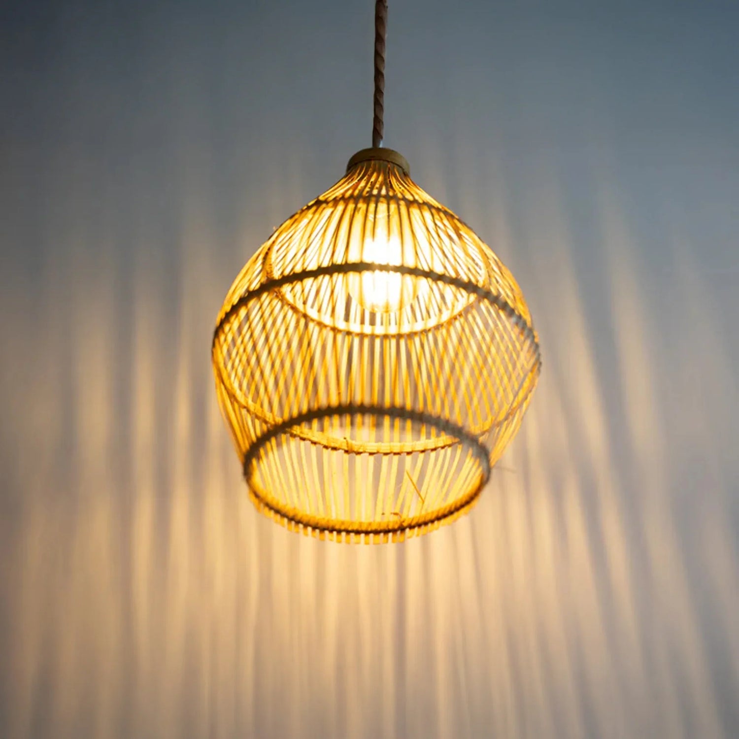 Natural Bamboo Lampshade – Handwoven Pendant Light Shade for Boho &amp; Modern Spaces