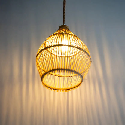 Natural Bamboo Lampshade – Handwoven Pendant Light Shade for Boho &amp; Modern Spaces