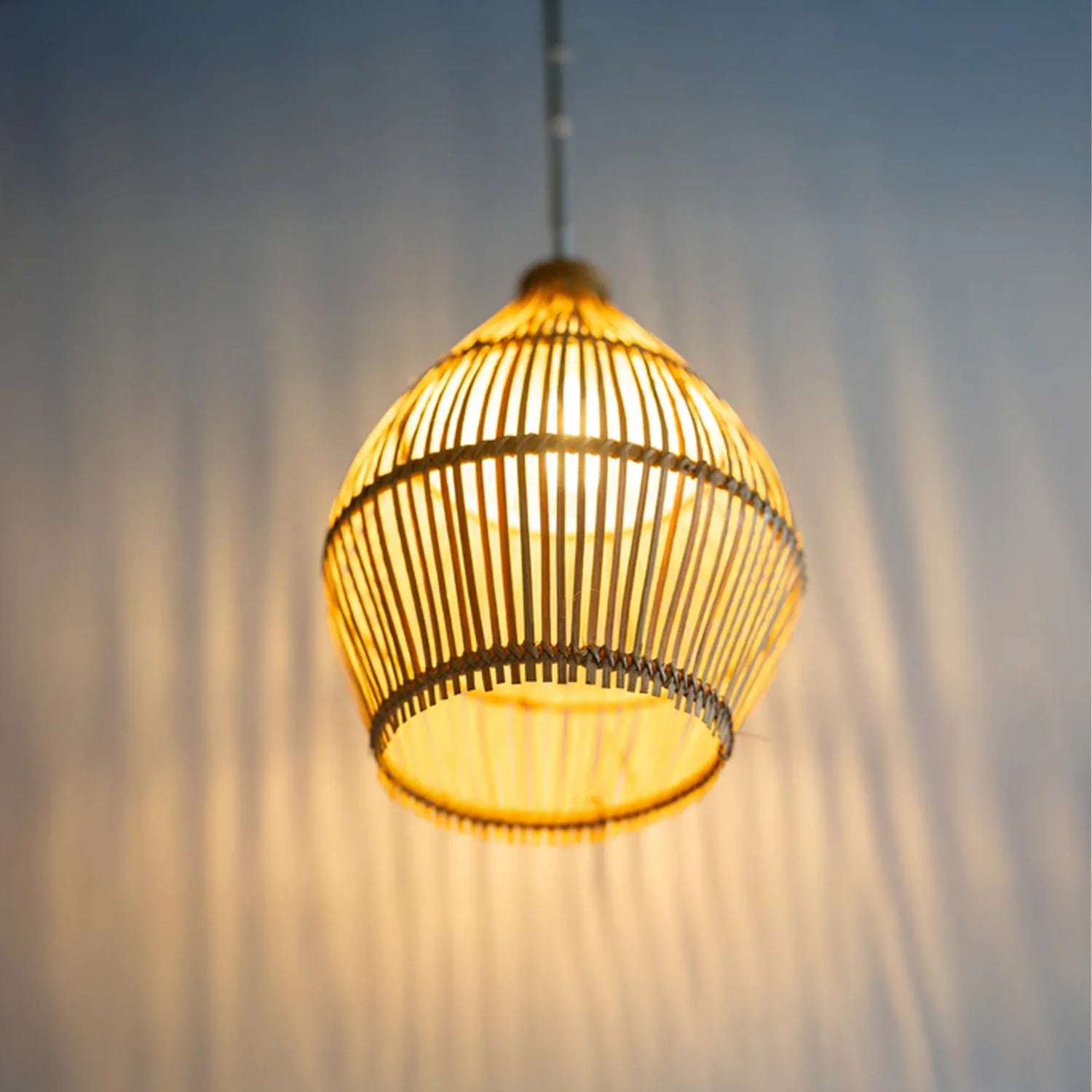 Natural Bamboo Lampshade – Handwoven Pendant Light Shade for Boho &amp; Modern Spaces