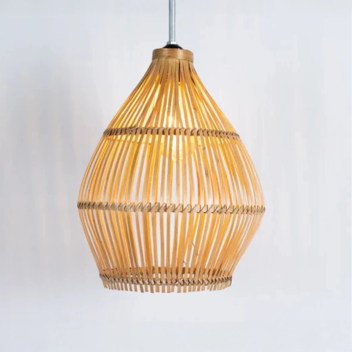 Natural Bamboo Lampshade – Handwoven Pendant Light Shade for Boho &amp; Modern Spaces