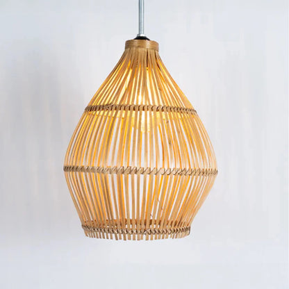 Natural Bamboo Lampshade – Handwoven Pendant Light Shade for Boho &amp; Modern Spaces