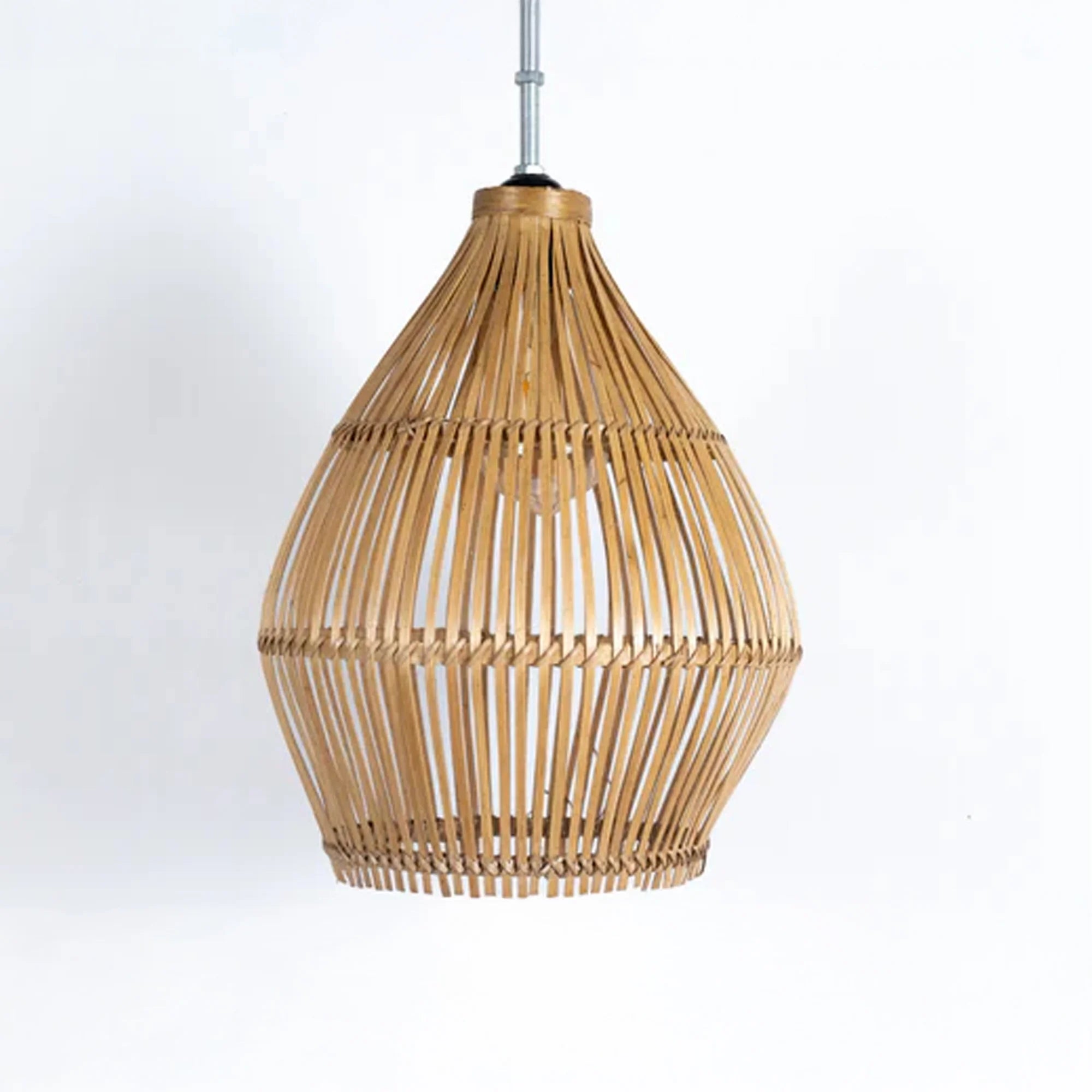 Natural Bamboo Lampshade – Handwoven Pendant Light Shade for Boho &amp; Modern Spaces