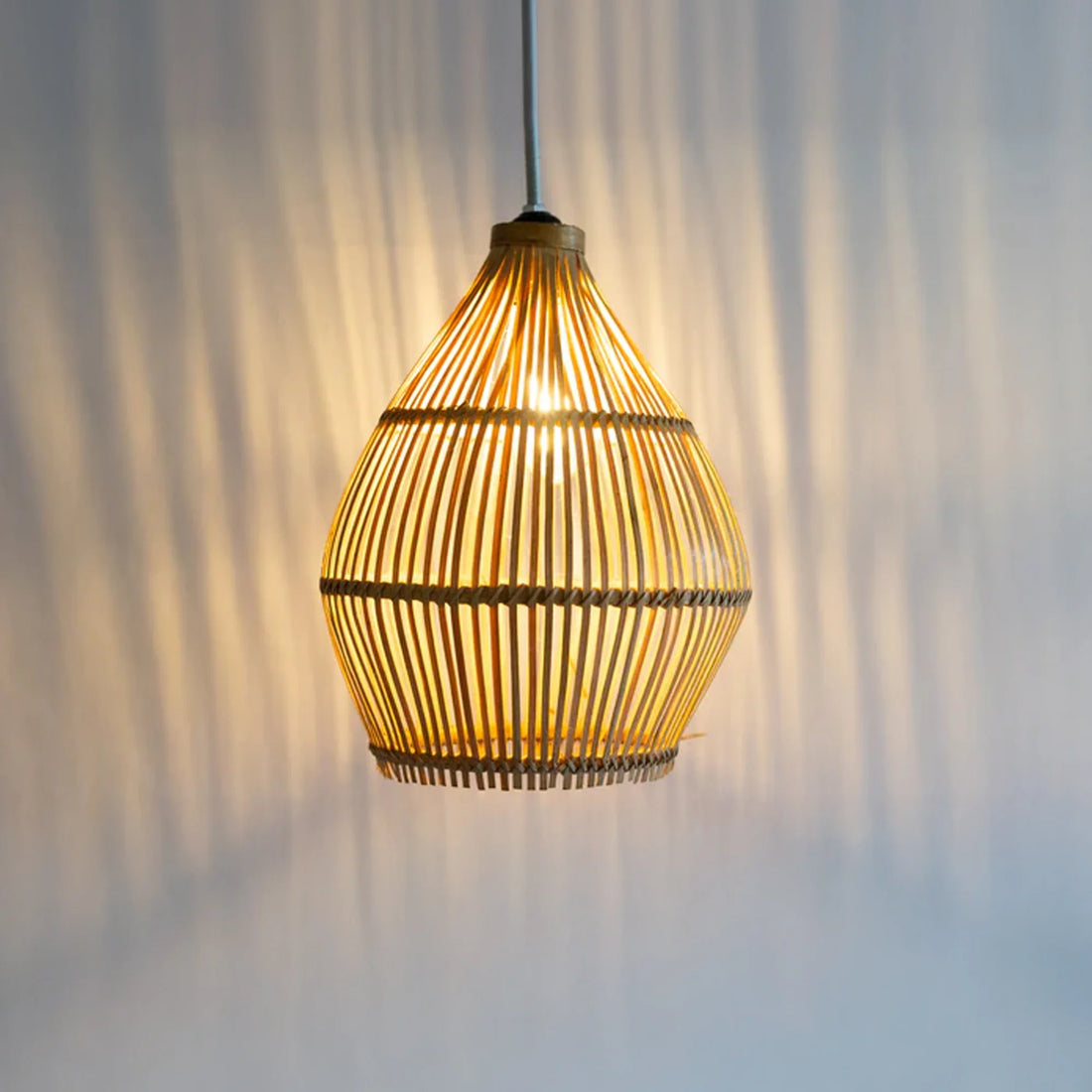 Natural Bamboo Lampshade – Handwoven Pendant Light Shade for Boho &amp; Modern Spaces