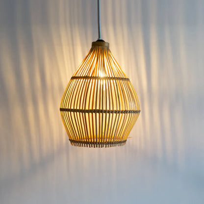 Natural Bamboo Lampshade – Handwoven Pendant Light Shade for Boho &amp; Modern Spaces