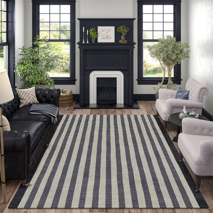 Contemporary Striped, Hand Tufted Carpet Rug for Living Spaces | F-HT-037