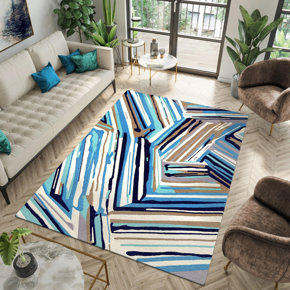 8a5a1e-8b.myshopify.com Modern Coastal Striped Rug  for Living Spaces | F-HT-031