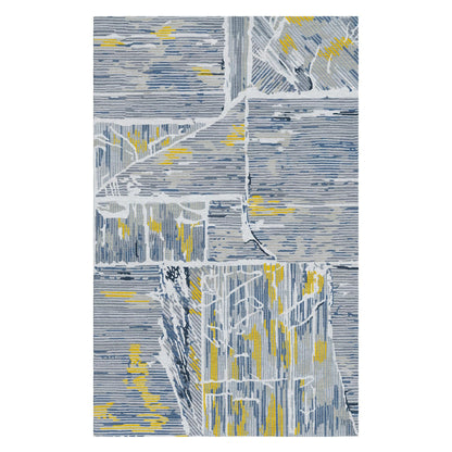 8a5a1e-8b.myshopify.com Abstract Blue Gold Wool Hand Tufted Carpet Rug for Living Spaces | F-HT-023
