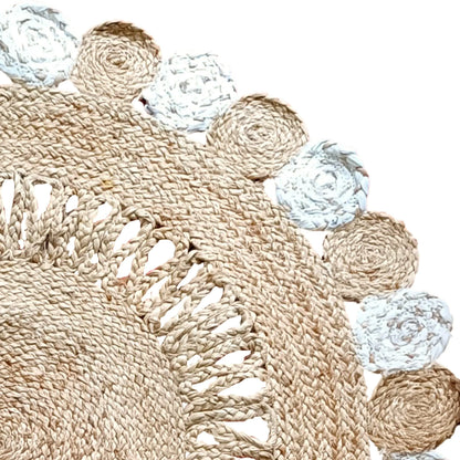 Braided Cotton Natural Jute Rug-Farookht F-JU-001