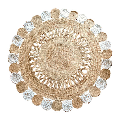 Braided Cotton Natural Jute Rug-Farookht F-JU-001