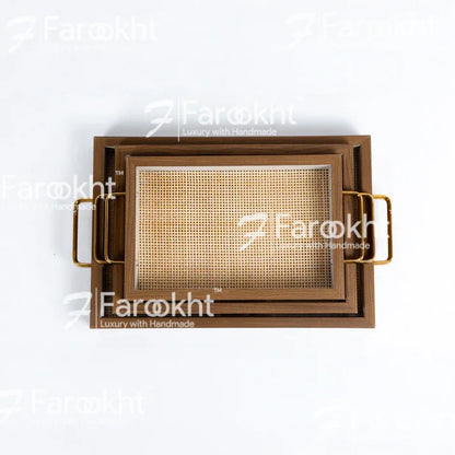 Handwoven Rattan Square Serving Trays – Natural Decorative Platter Set