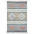Pastel Flatweave handwoven wool-blend rug, flatweave with coral, mint, and sand tones, finished with short fringes — ideal for living rooms.