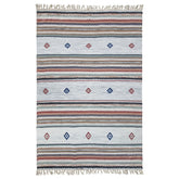 Cream Geometric Handwoven Wool Flatweave Area Rug