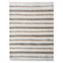 Striped rug with brown and white stripes on a white background