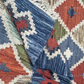 Navy Geometric Handwoven Wool Blend Area Rug | Farookht
