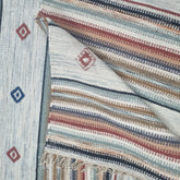 Cream Geometric Handwoven Wool Flatweave Area Rug
