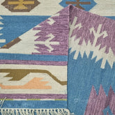 Blue Purple Handwoven Wool Kilim Rug