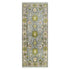 Floral patterned rug with green and pink flowers on a gray background