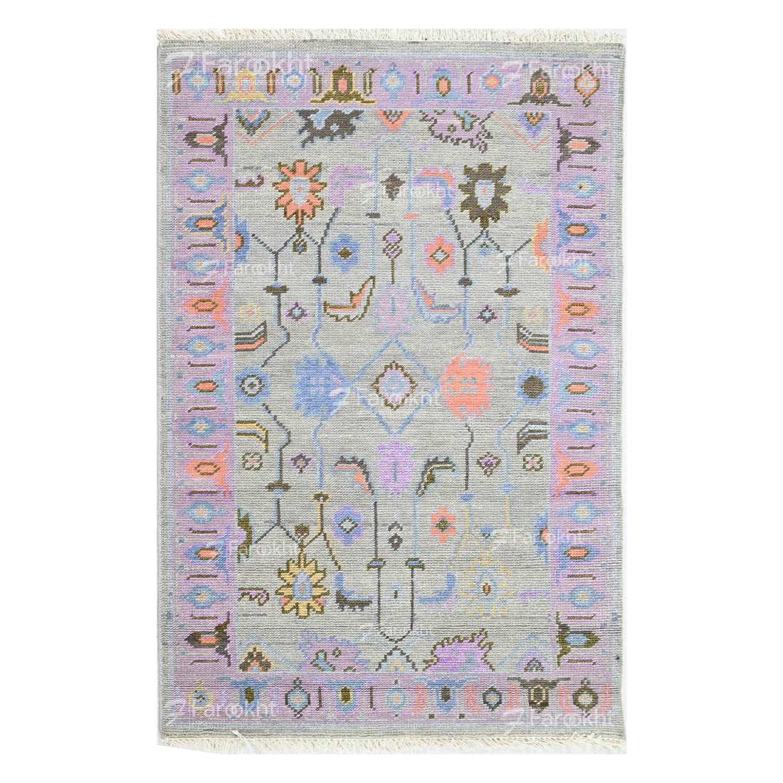 Handmade pastel tribal wool rug for living room decor