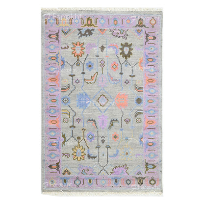 Handmade pastel tribal wool rug for living room decor
