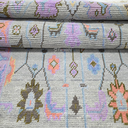 Modern boho pastel rug for bedroom interior