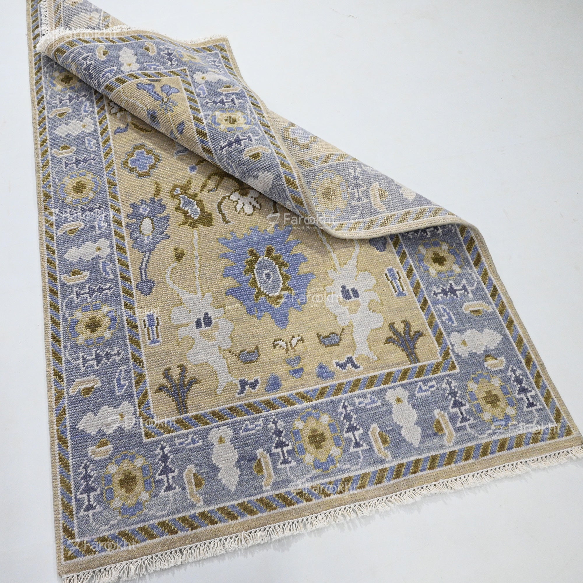 Hand Knotted Oushak Carpet and Rugs 035