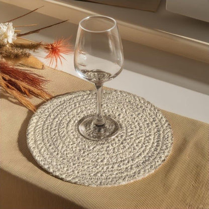 8a5a1e-8b.myshopify.com Water Hyacinth Placemats Set of 6 Jute Table Mats Farmhouse Boho Style 6x6 Inch | FPMG003