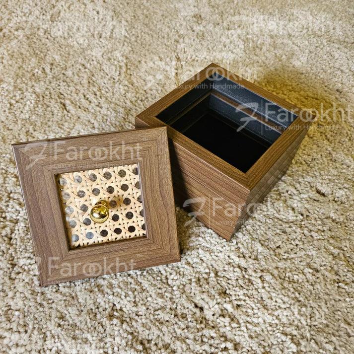 Handwoven Rattan Jewellery Box – Boho Chic Storage Organizer with Mirror &amp; Compartments