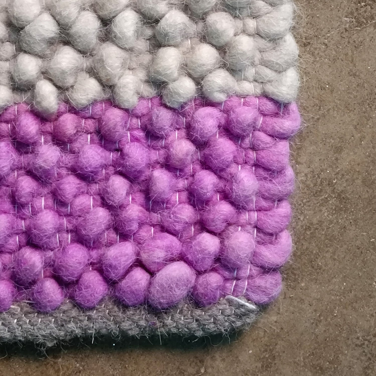 Wool Doormat - Purple Gray Striped Indoor Entry Mat F - DM -02