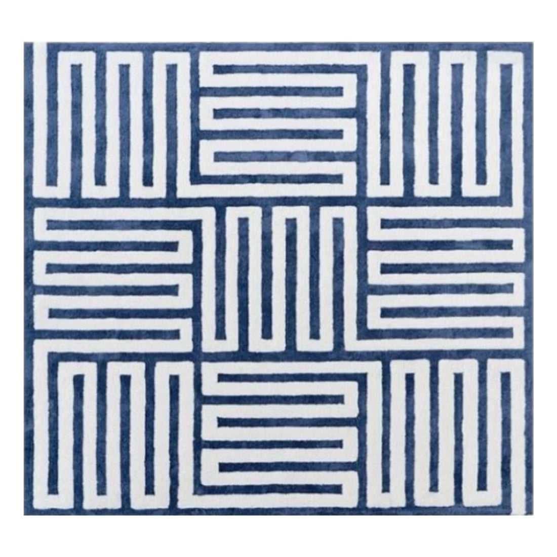 Navy Blue and White Hand Tufted | F-HT-016 - Farookht
