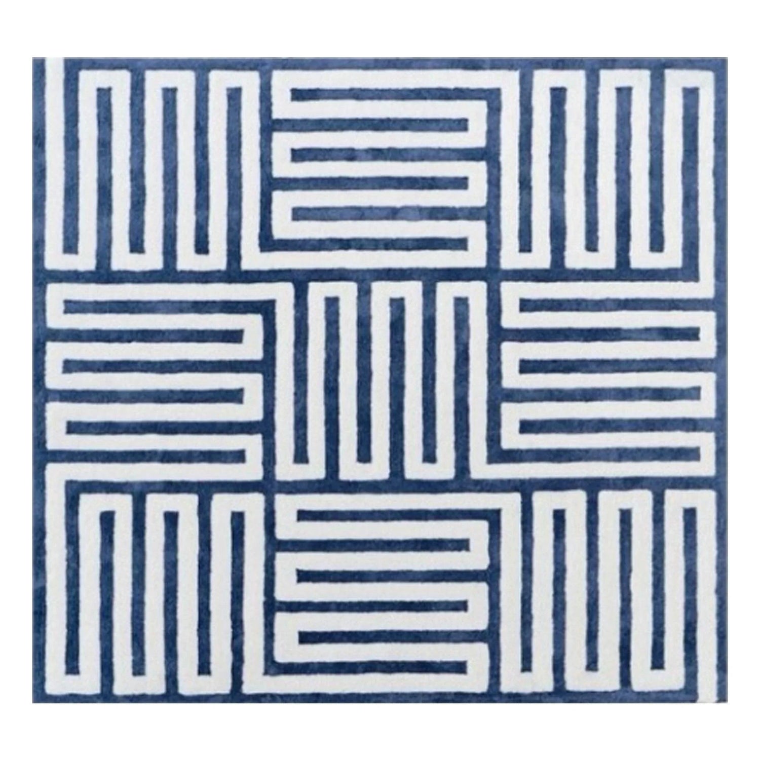 Navy Blue and White Hand Tufted | F-HT-016 - Farookht