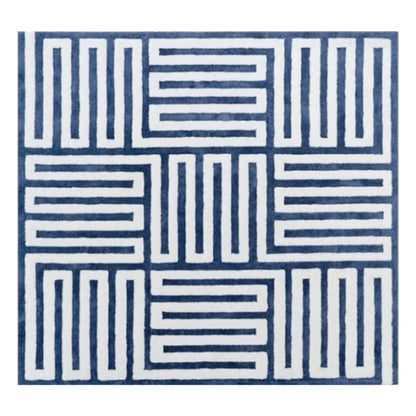 Navy Blue and White Hand Tufted | F-HT-016 - Farookht