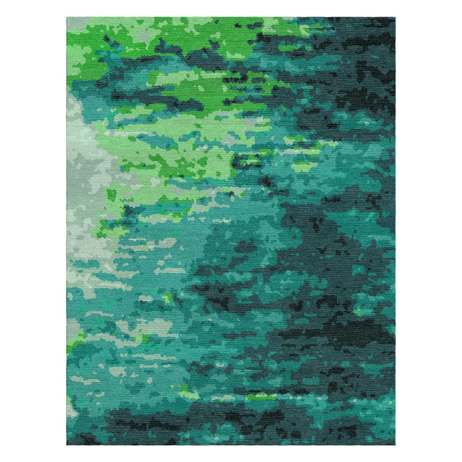 8a5a1e-8b.myshopify.com Teal Abstract Wool Silk Hand Tufted Carpet Rug for Living Spaces | F-HT-017