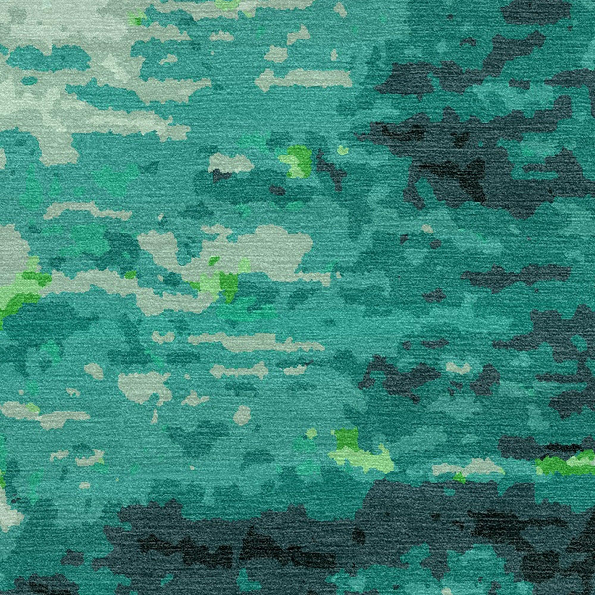 8a5a1e-8b.myshopify.com Teal Abstract Wool Silk Hand Tufted Carpet Rug for Living Spaces | F-HT-017