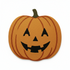 Halloween-themed hand-tufted rug featuring smiling jack-o’-lantern face, made from durable wool blend