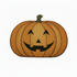 Halloween-themed hand-tufted rug featuring smiling jack-o’-lantern face, made from durable wool blend
