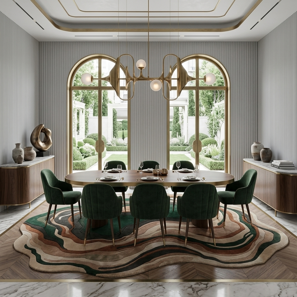 Abstract designer rug with organic shape
