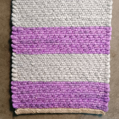 Wool Doormat - Purple Gray Striped Indoor Entry Mat
