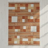 Modern boho area rug with bold stripe pattern